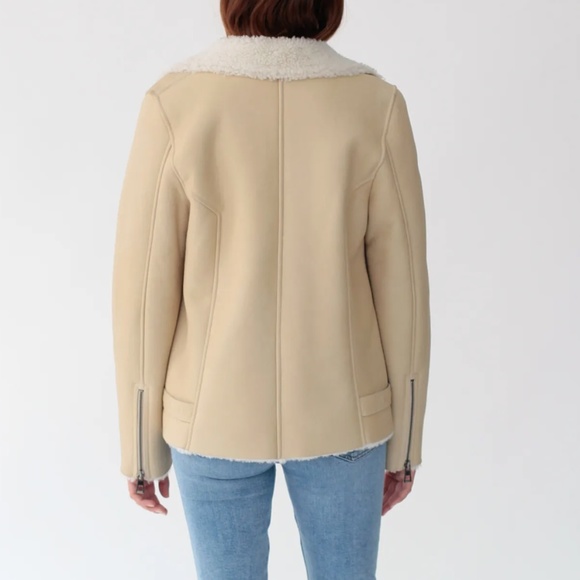 Real Curly Shearling Moto Jacket (beige) - Picture 3 of 9